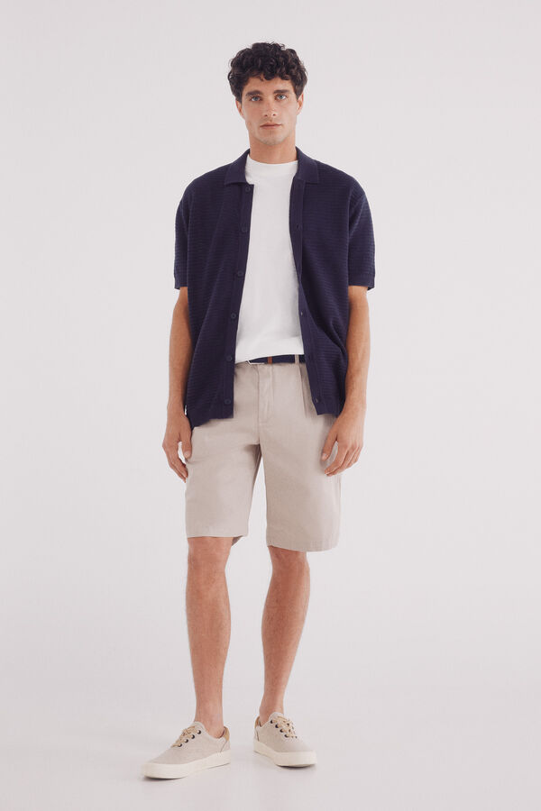 Springfield Cardigan de gola polo de gola manga curta azul