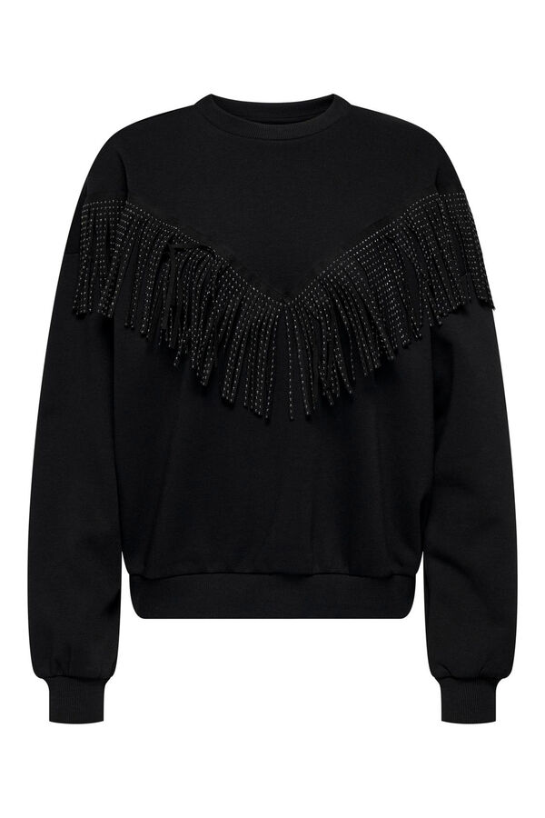 Only Sudadera con flecos brillantes negro