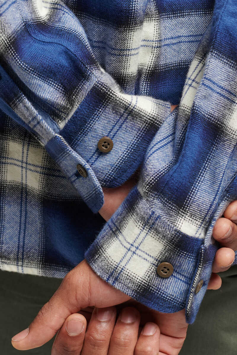 Springfield Camisa de leñador de algodón orgánico con logotipo Vintage Logo azul oscuro
