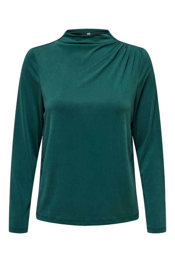 Only Top manga larga cuello alto verde