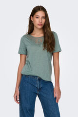 JDY Camiseta de renda renda manga curta verde