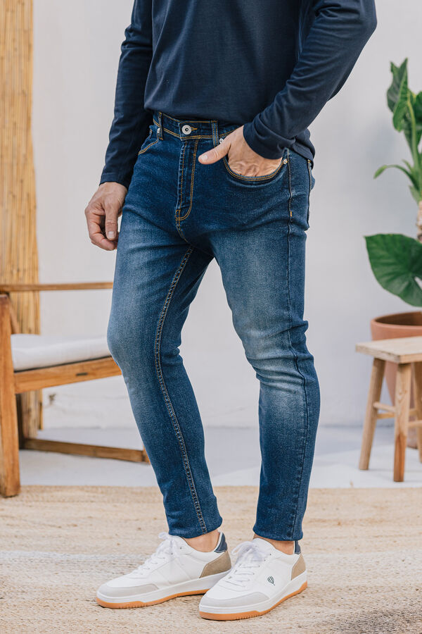 Celopman Jeans skinny b&aacute;sicos   azul