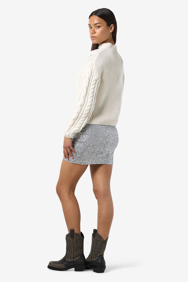 Noisy May Su&eacute;ter Perkins com mangas tran&ccedil;adas branco