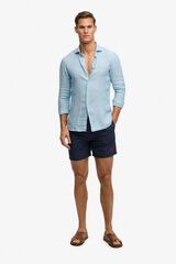Superdry Fato de banho liso b&aacute;sico com logo azul