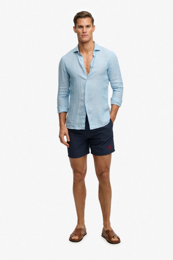 Superdry Fato de banho liso b&aacute;sico com logo azul