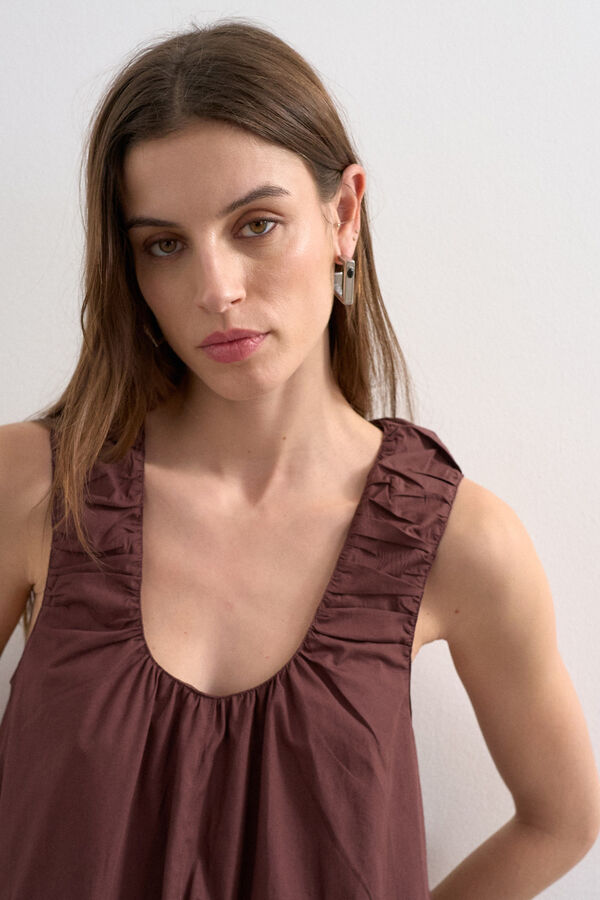 Topshop Vestido comprido de al&ccedil;as franzidas cru