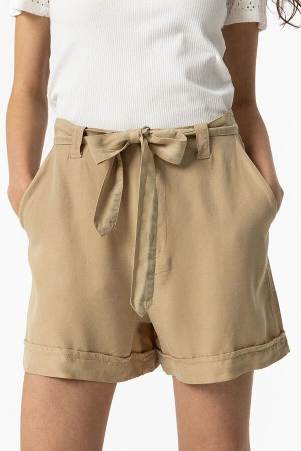 Tiffosi Bermuda com cinto lyocell cru