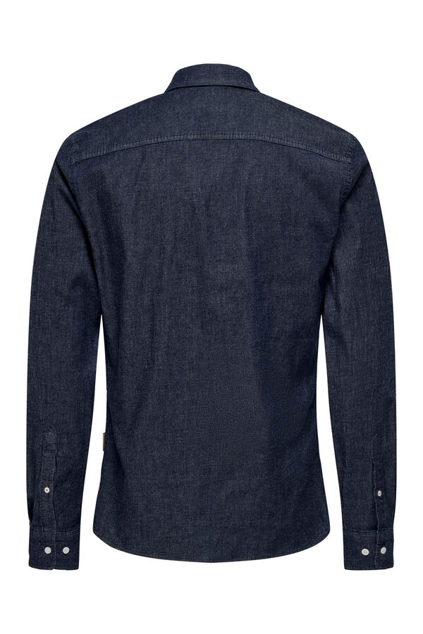 Only & Sons Camisa de cambraia com gola cl&aacute;ssica  azul