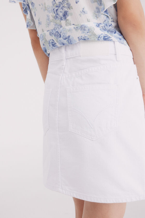 Springfield Saia curta jeans branca branco