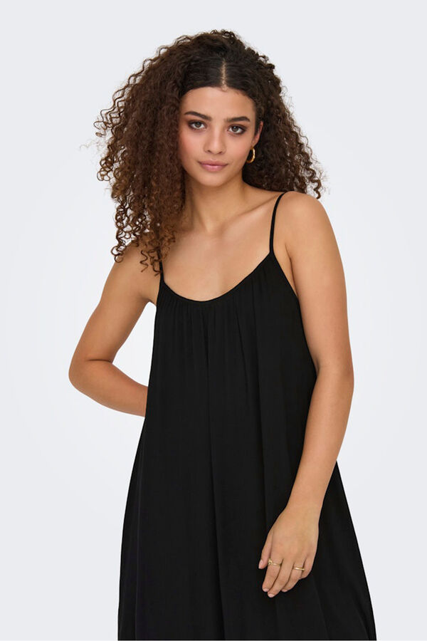 Only Vestido comprido flu&iacute;do preto