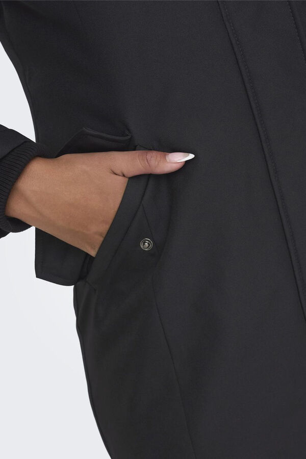 Only Parka com capuz e pele preto