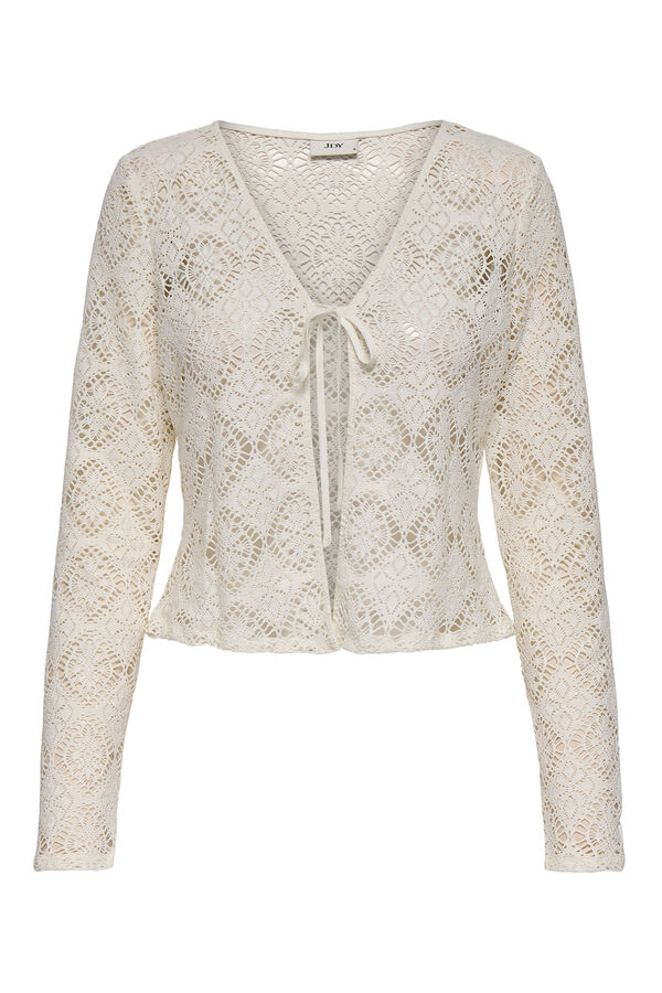 JDY Cardigan curto de crochet branco