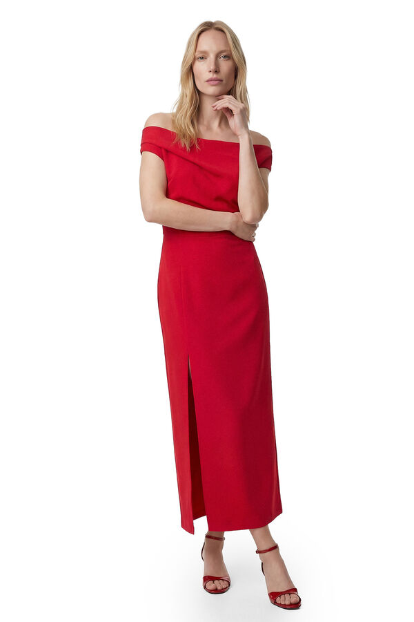 Koton Vestido midi drapeado vermelho