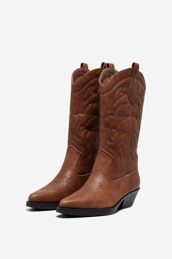 Only Botas cowboy con bordado tostado