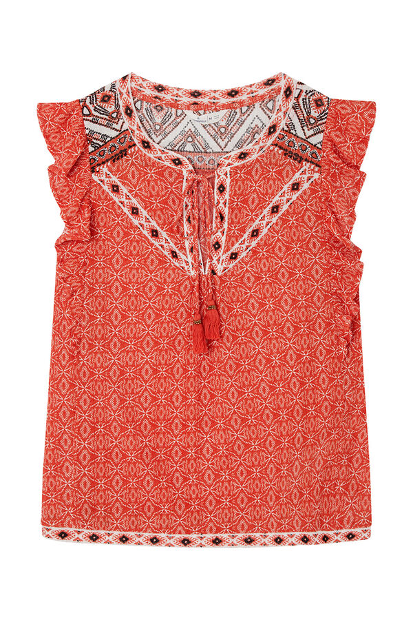 Springfield Top estampado mix sanefas vermelho