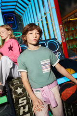 Springfield Kids Camiseta bolsillo contraste ni&ntilde;o verde