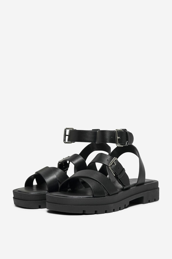 Only Shoes Sandalia plana hebillas negro