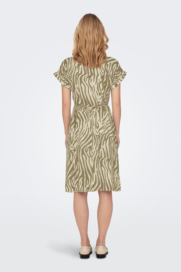 JDY Vestido midi estampado animal print blanco