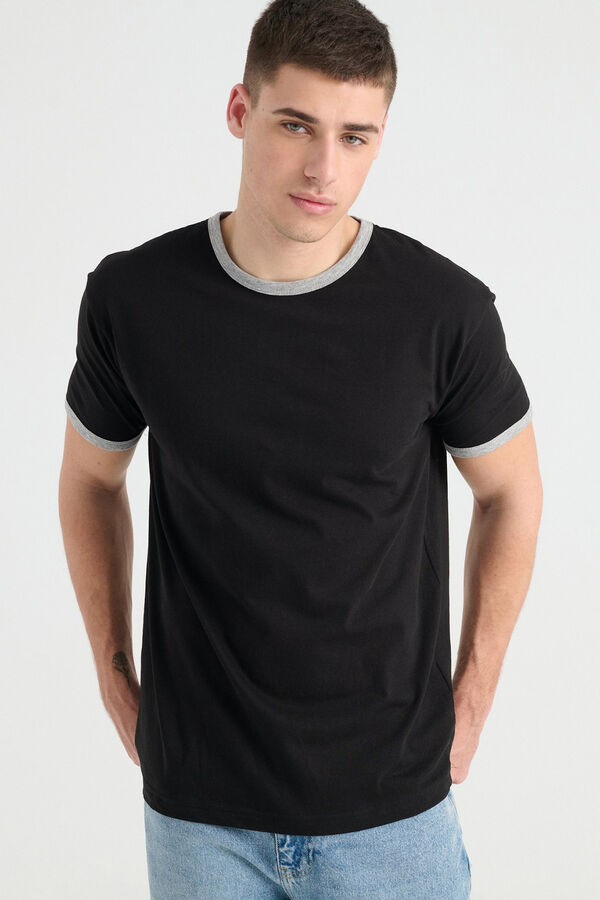 Inside Camiseta B&aacute;sica Con Contrastes negro