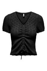 Only Top de malha franzido preto