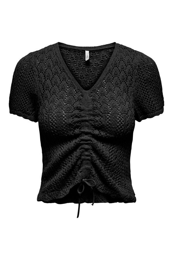 Only Top de malha franzido preto