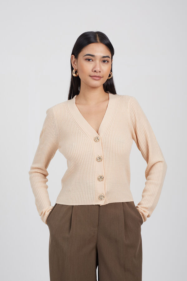 Brave Soul Chaqueta de punto con canal&eacute; nude