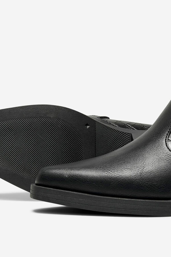Only Botins de polipele sint&eacute;tico com efeito crocodilo preto
