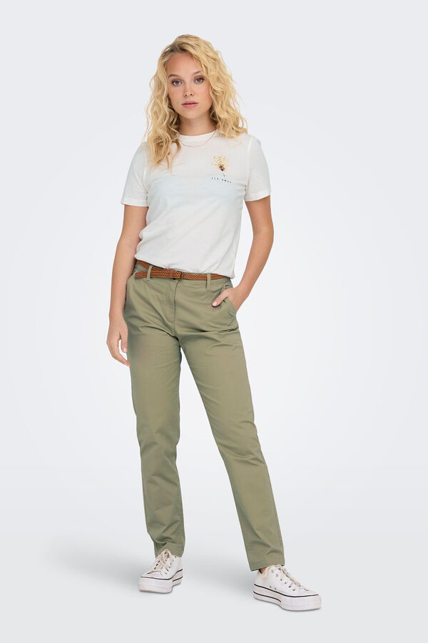 JDY Pantal&oacute;n chino cintur&oacute;n gris