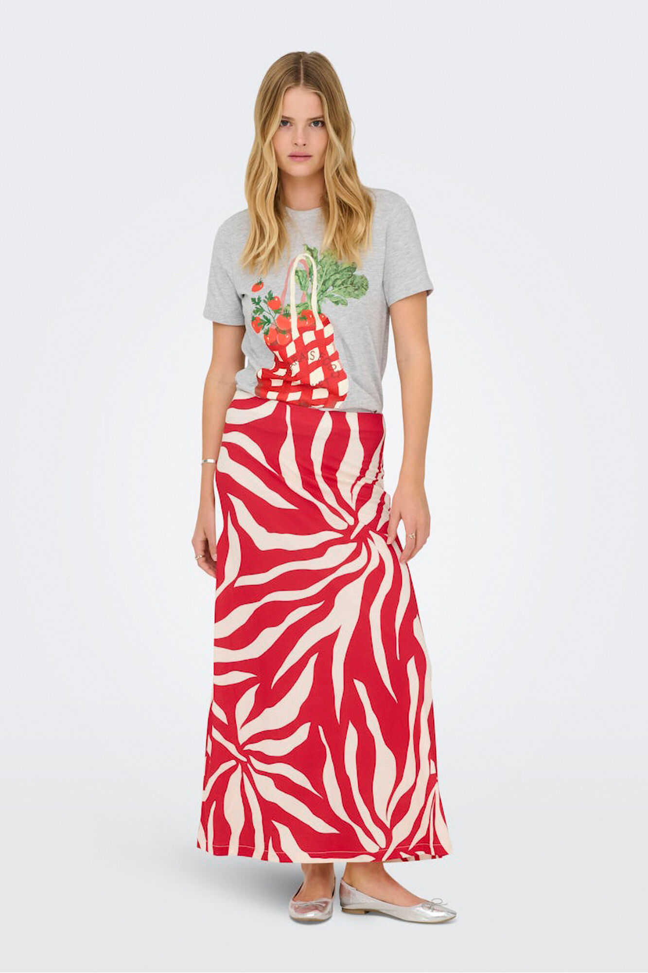 Only Saia comprida estampada