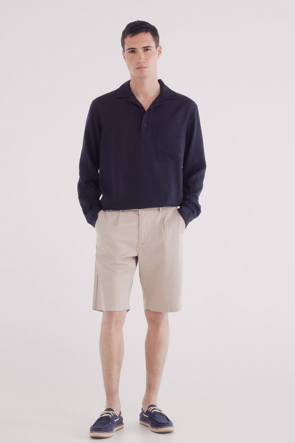 Springfield Camisa polo de linho viscose azul