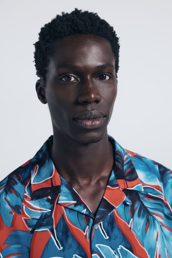 Springfield Camisa de manga curta de viscose estampado vermelho