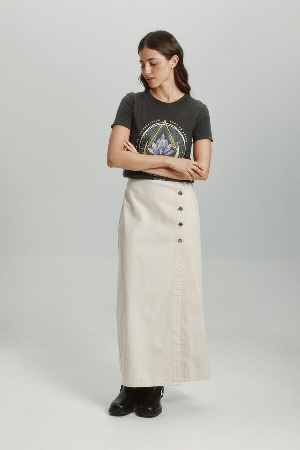 Only Saia longa justa com botões rosa