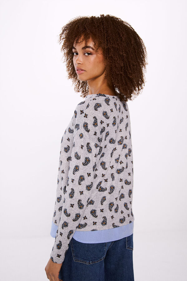 Springfield T-shirt estampada combinada cinzento