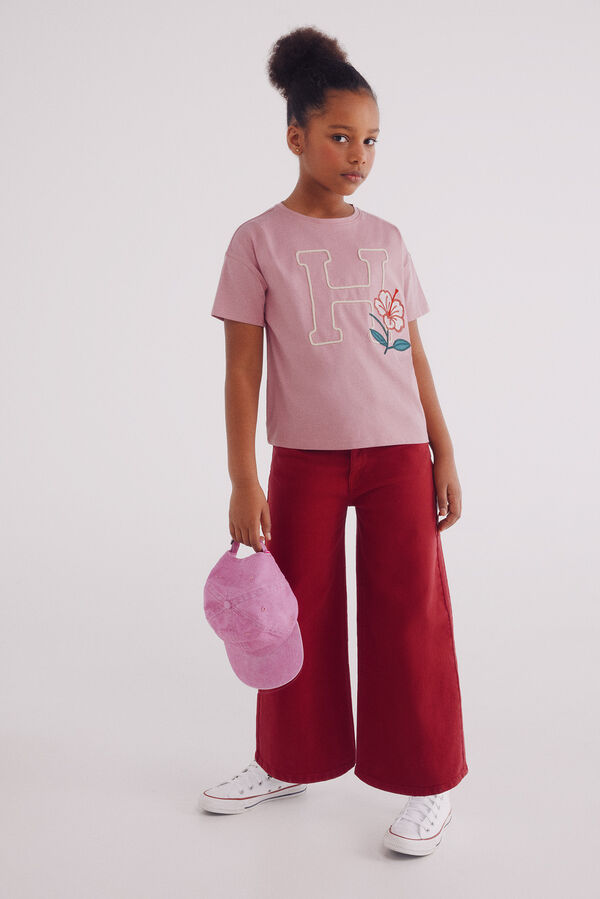 Springfield Kids T-shirt de menina com detalhe de renda rosa