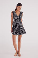 Springfield Vestido curto estampado &eacute;tnico preto