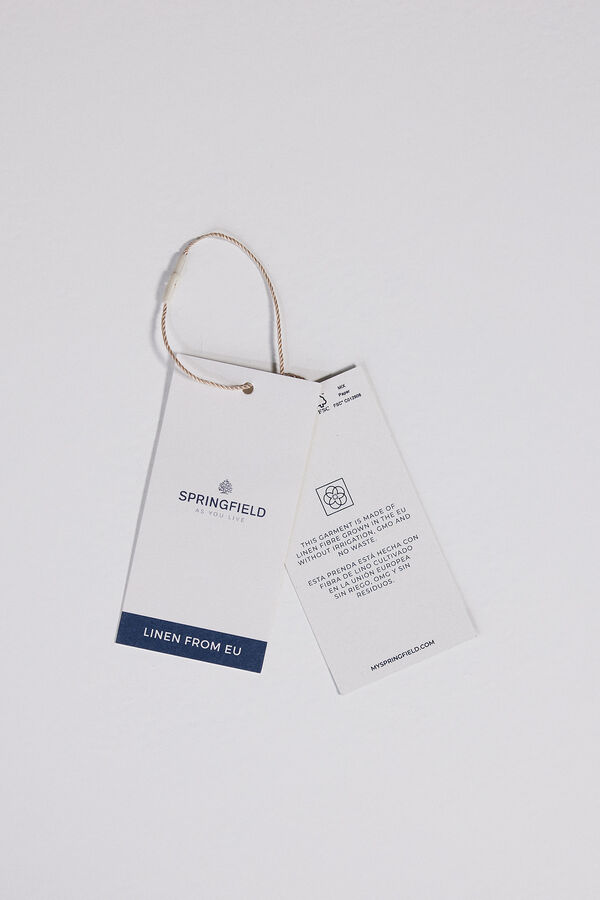 Springfield Camisa manga curto linho estampada branco