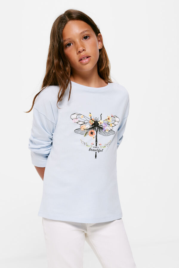 Springfield Camiseta libélula niña estampado azul