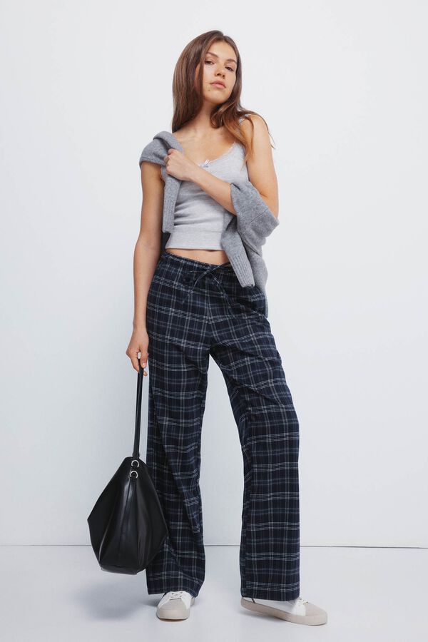 Springfield Pantalones jogger cuadros azul