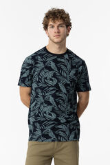 Tiffosi Camiseta Estampada Lino azul