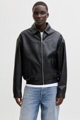 Jack & Jones Cazadora bomber polipiel negro
