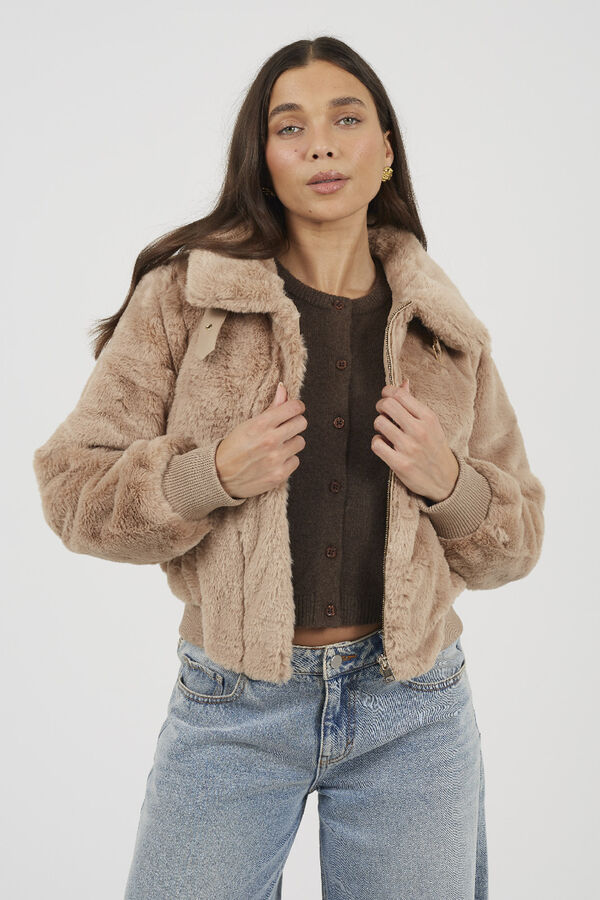 Brave Soul Chaqueta de pelo beige