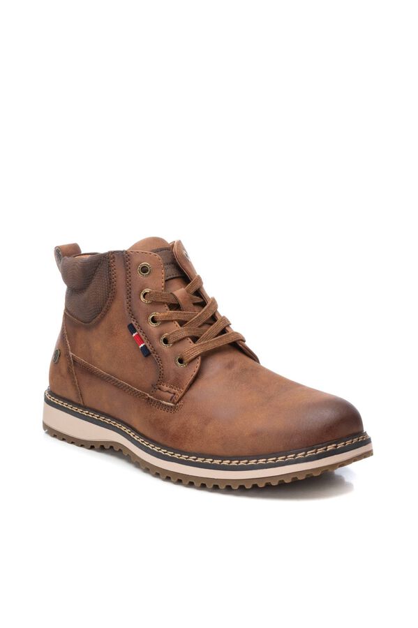 XTI Botins masculinos casuais com atacadores e fecho-éclair cru