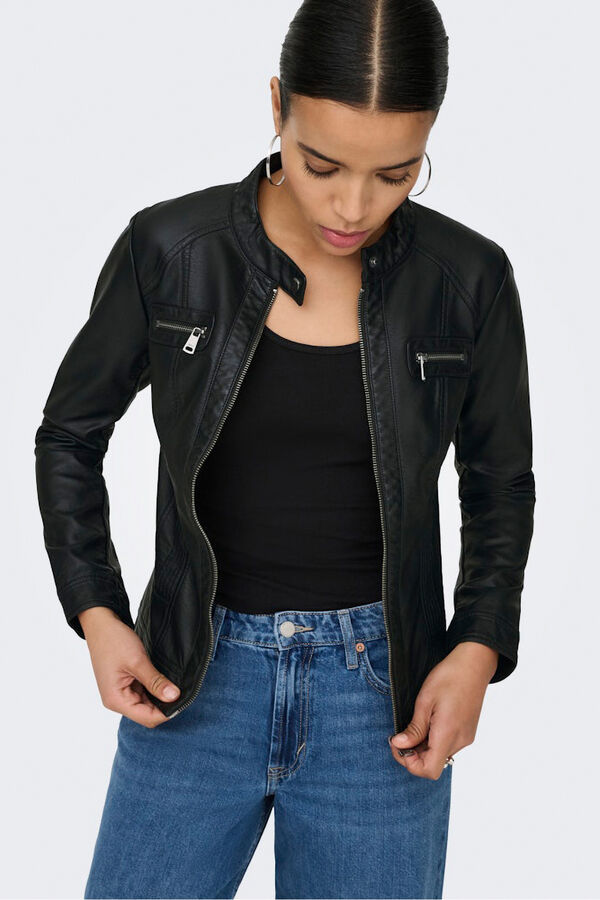 Only Chaqueta biker piel vegana negro