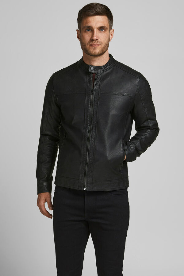 Springfield Chaqueta motera polipiel negro