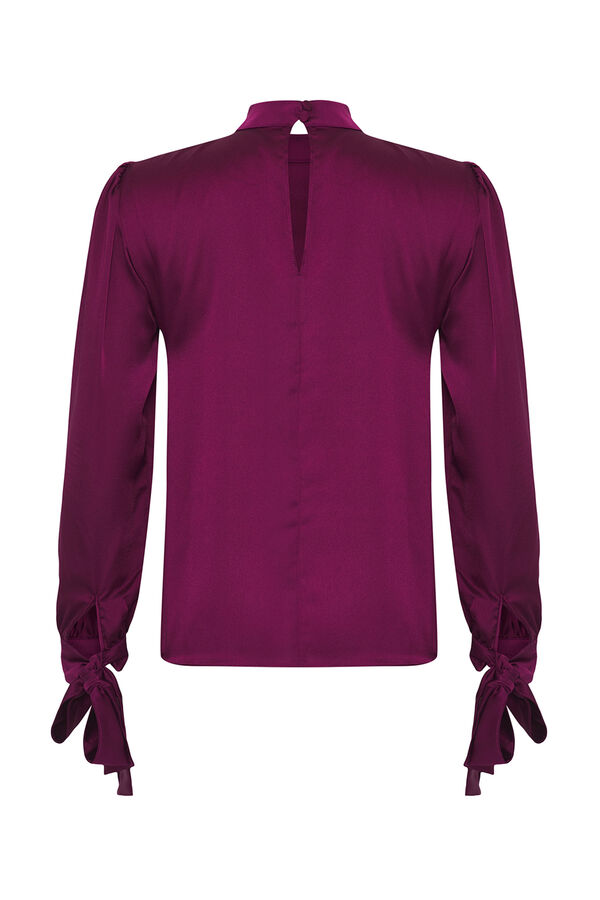 Trendyol Blusa sat&eacute;n con lazo morado/lila