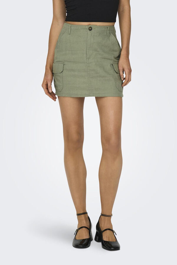 Only Saia cargo mini linho verde