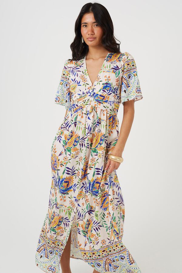 Brave Soul Vestido largo estampado blanco