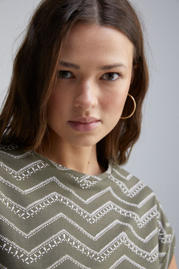 Springfield Camiseta manga vuelta botones hombro kaki