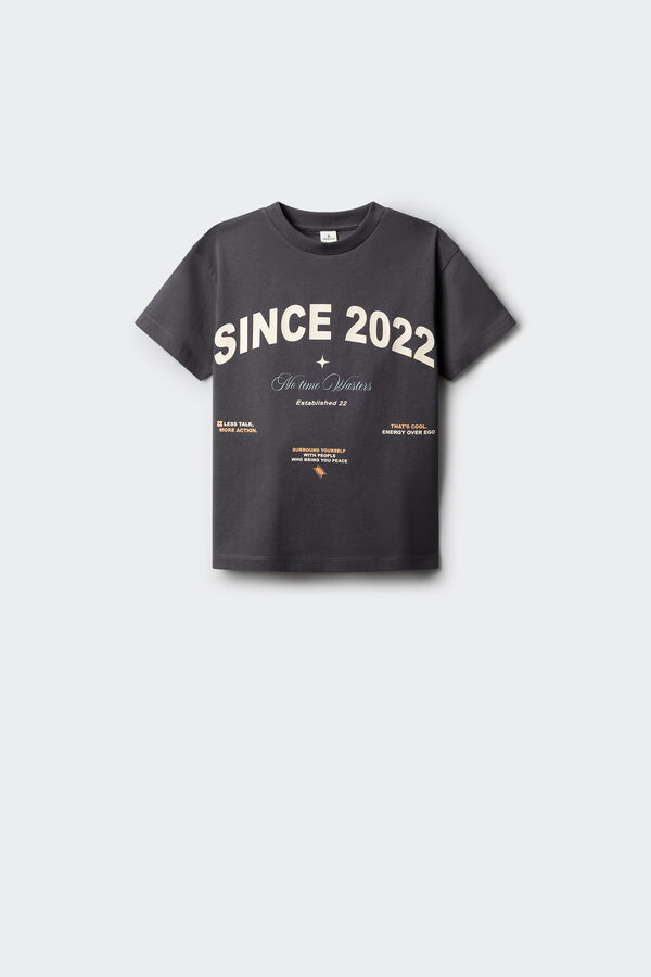 Springfield Kids T-shirt de manga curta com gr&aacute;fico para menino cinzento