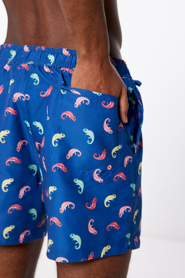 Springfield Ba&ntilde;ador estampado camaleones azul